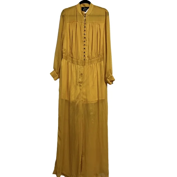 NWT Women's Nina Parker Jumpsuit 14W Mustard Yellow - Picture 3 of 9